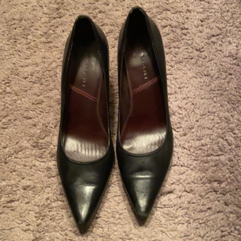 Black leather stilettos